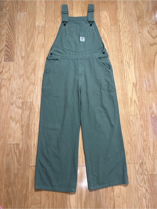 8(eight) Denim - 8(eight) Japan Sage Green Cotton Wide Leg Utility Overalls Dungarees